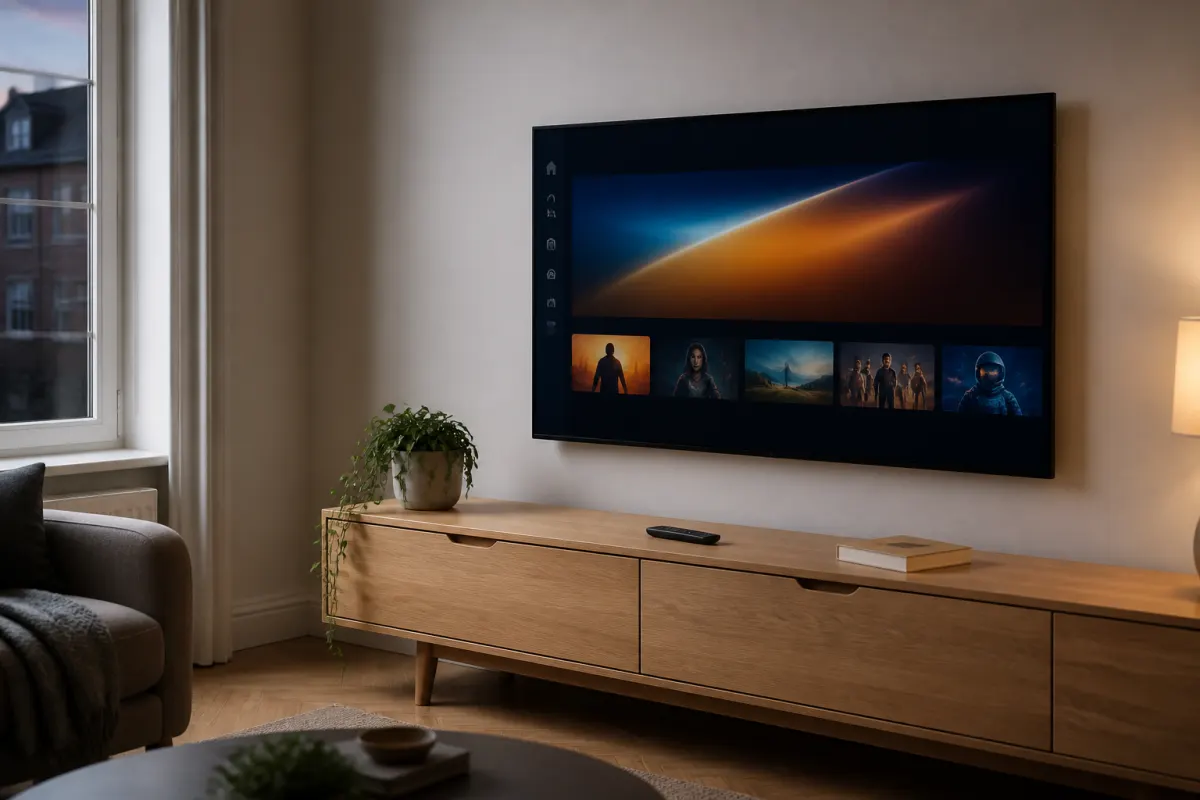 Living room TV ready for Smarters IPTV Pro setup